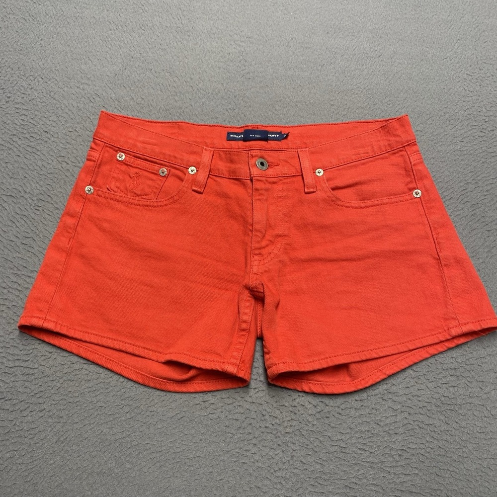 Ralph Lauren Sport Shorts Womens 27 Red Denim Stretch Hot Pants 3 In Casual